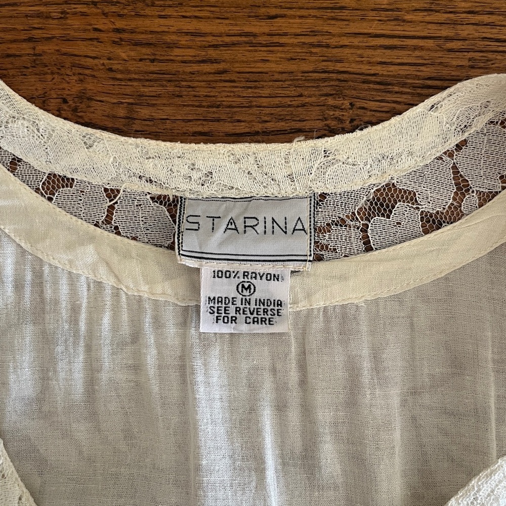 Vintage 90s Starina Shimmery Lace Button-up Dress - Picture 6 of 6